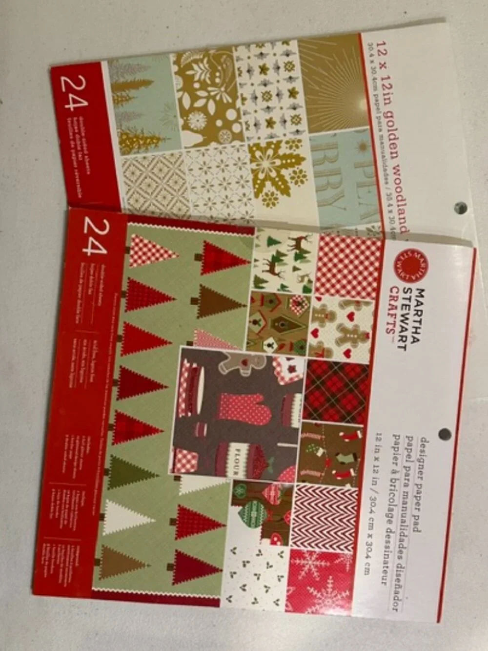 Partially Used/New Papers in Martha Stewart Crafts Designer Christmas Paper Pads